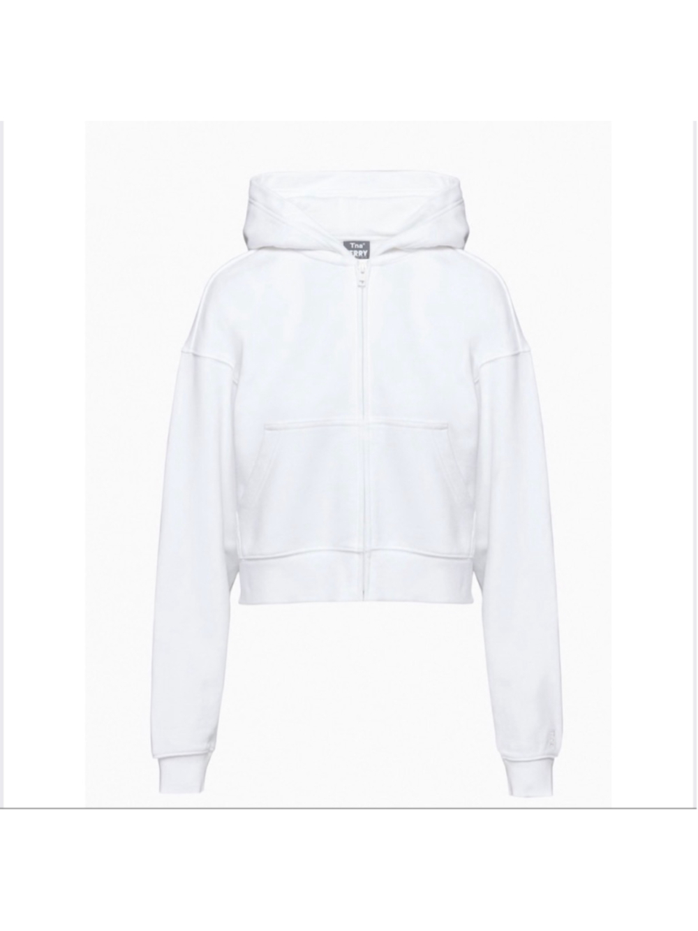 Aritzia Women's Tna White Terry Fleece Boyfriend Boxy Zip Hoodie XS